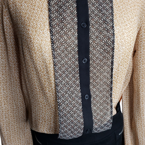 AnnTaylor Button Font Trending Sheer Mix Print Blouse ♡ - Picture 15 of 17